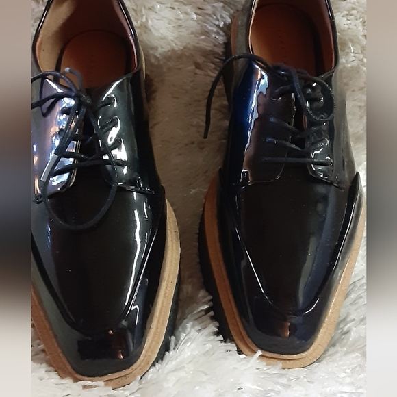 ZARA BLACK PATENT FLATFORM OXFORDS - Picture 3 of 7
